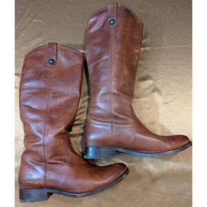 Frye Melissa Button Tall Riding Boots Cognac Leather Women’s 7B